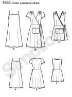 simplicity sewing pattern nähen 7933 Damenkleider Gr. D5 4-12 (de 30-38) oder P5 12-20 (de 38-46)