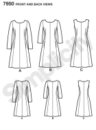 simplicity sewing pattern nähen 7950 Damenkleider Gr. AA 10-18 (de 36-44) oder BB 20W-28W (de 46-54)