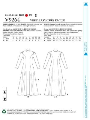 Schnittmuster Vogue 9264 langärmeliges Winterkleid Gr. 32-48