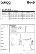 Schnittmuster Burda 6445 Damenshirt Plussize mit angeschnittenen Ärmeln Gr. 46-60
