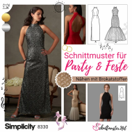 Frau im eleganten Abendkleid ohne Ärmel aus...