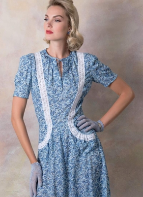 Schnittmuster Vogue 9294 Vintagekleid 1939, Damenkleid 30er Jahre Gr. 32-48