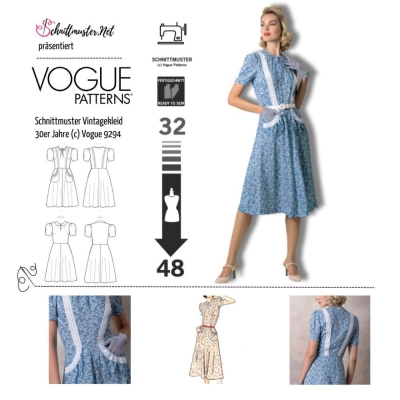 sewing pattern Vogue 9294 Kleid Gr. A5 6-14 (de 32-40)