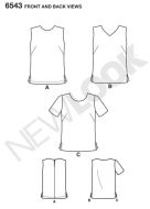 english paper sewing pattern NewLook 6543 shirts A 10 22 (DE 36 48)