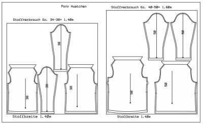 Schnittmuster Berlin Damenshirt Pony-Hütchen Gr. 34-50