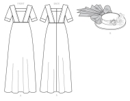 butterick sewing pattern nähen 6610 bodenlanges, historisches Damenkleid mit Hut Gr. 32-48