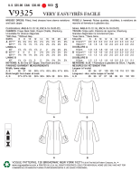 Schnittmuster Vogue 9325 einfaches Damenkleid mit Schleifen Gr. A5 6-14 (DE 32-40) oder E5 14-22 (DE 40-48)