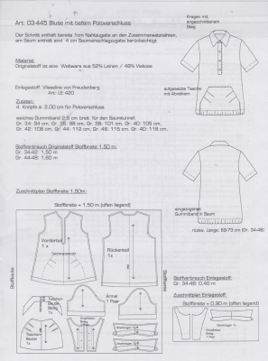 Schnittmuster pattern company 03-445 Shirtbluse mit Polokragen Gr. 34-48