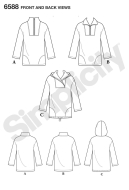 englisches Schnittmuster aus Papier NewLook 6588 Unisexsweater auch mit Kapuze, Hoodie A XS-XL Unisex