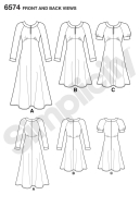 englisches Schnittmuster NewLook 6574 hübsches Damenkleid wadenlang A 6-18 (DE 32-44)
