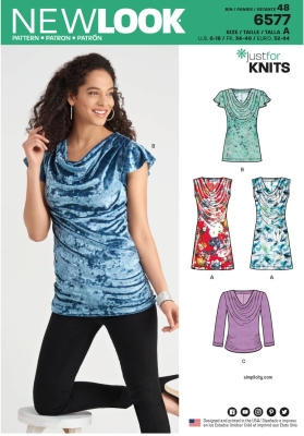 newlook-schnittmuster-naehen-6577-gerades-damenshirt-mit-wasserfallausschnitt-a-6-18-(de-32-44)