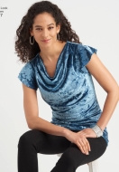sewing pattern aus Papier NewLook 6577 gerades Damenshirt mit Wasserfallausschnitt A 6-18 (DE 32-44)