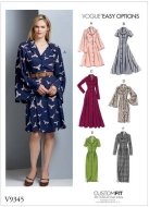 sewing pattern Vogue 9345 klassisches Blusenkleid in lang und kurz Gr. E5 14-22 (DE 40-48)
