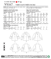 Schnittmuster Vogue 9347 modische Blusenjacke verschiedene Raglanärmel Gr. ZZ L-XXL (DE 42-52)