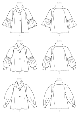 sewing pattern Vogue 9347 modische Blusenjacke verschiedene Raglanärmel Gr. Y XS-M (DE 32-40)