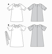 sewing pattern Burda 6305 sehr einfaches Damenkleid und Tunika mit Fältchen, Gr. 46-60