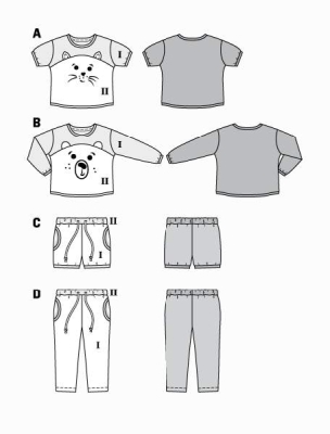 sewing pattern Burda 9326 Kinderpyjama mit Applikation, Gr.86-122
