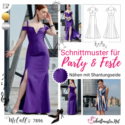 Collage Frau im eleganten Abendkleid genäht nach Schnittmuster 7896 von McCalls