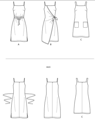 englisches Schnittmuster aus Papier NewLook 6614 Sommerkleid, Damenkleid mit Wickeloptik Gr. A 6-18 (DE 32-44)