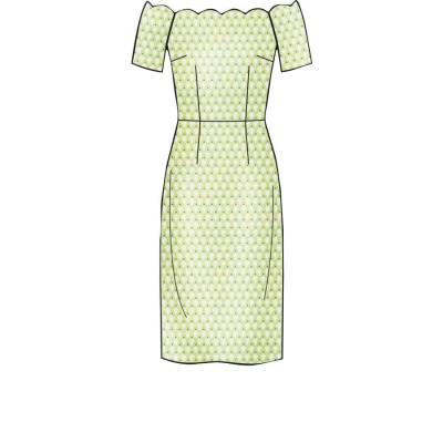 englisches Schnittmuster aus Papier NewLook 6615 schulterfreies Damenkleid Gr. A 10-22 (DE 36-48)