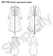 simplicity sewing pattern nähen 7110/8769 fantasievoller Kostümmantel, Umhang mit Kapuze Gr. R5 14-22 (de 40-48)