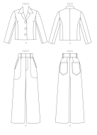 sewing pattern Vogue 1644 Herbstkombi aus weiter Designerhose und Kurzjacke mit Revers Gr. 32-48