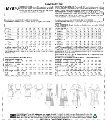 Schnittmuster McCalls 7970 romantisches Damenkleid mit Rüschen, Stufenkleid Gr. 32-48