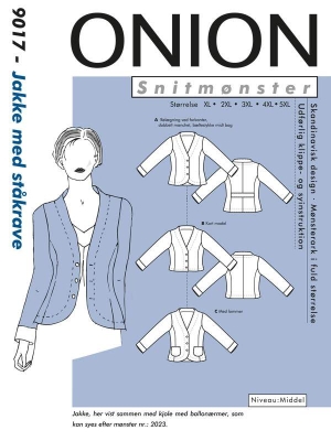 onion sewing pattern nähen 9017 Damenjacke, Kurzjacke mit Riegel Plussize XL-5XL 48-58