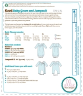 Schnittmuster aus Papier KwikSew 0226 Babyschlafanzug S-XL 6-12kg