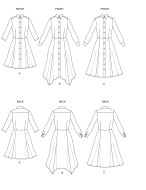 Schnittmuster Butterick 6702 schönes Blusenkleid mit Zipfeln Gr. 32-48
