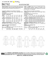 Schnittmuster Butterick 6702 schönes Blusenkleid mit Zipfeln Gr. 32-48