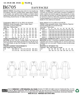Schnittmuster Butterick 6705 schmeichelnde Damenkleider kniekurz Gr. 32-48