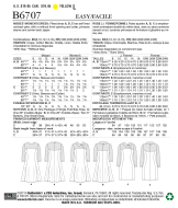 Schnittmuster Butterick 6707 Damenkleider mit Schulterabtrennung, Plussize Gr. 34-50