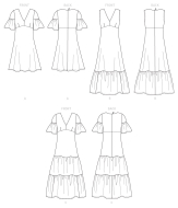 Schnittmuster Butterick 6678 Sommerkleider, Maxikleider, Stufenkleider Gr. E5 14-22 (de 40-48)