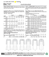 Schnittmuster Butterick 6707 Damenkleider mit Schulterabtrennung, Plussize Gr. B5 8-16 (de 34-42)