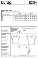 Schnittmuster Burda 6204 Tunikashirt, lockeres Blusenshirts Gr. 34-44