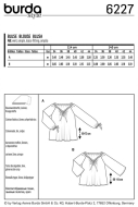 Schnittmuster Burda 6227 Carmenbluse, geraffte Damentunikas Gr. 34-44