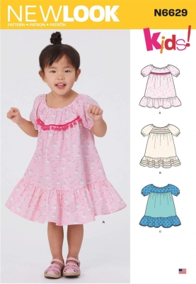 english paper sewing pattern NewLook 6629 girls dress sizes 68 98