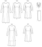 englisches Schnittmuster aus Papier NewLook 6632 Damenkleider, Sweatkleider Gr. 36-48