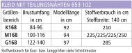 Schnittmuster Zwischenmass Damenkleid Rundhals 653102 Gr. G160 cm 52-58 BU 122-140cm