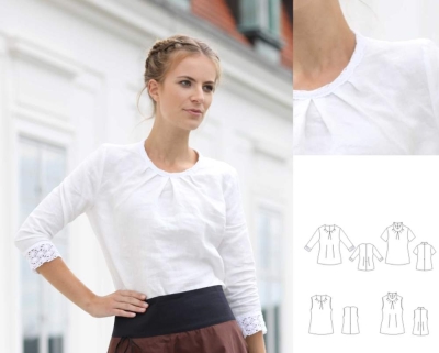 Schnittmuster Damenshirt pattern company 03-921 Shirtbluse mit Falten Gr. 34-48