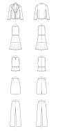 Schnittmuster Butterick 6738 Kombi Kleid, Rock, Hose, Jacke, Top Gr. 32-48
