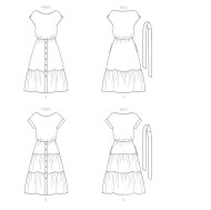 Schnittmuster Butterick 6722 Damenkleider, Stufenkleider Gr. E5 14-22 (de 40-48)