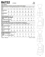 Schnittmuster Butterick 6722 Damenkleider, Stufenkleider Gr. E5 14-22 (de 40-48)
