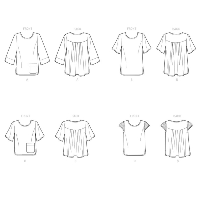 simplicity sewing pattern nähen 9107 Damenshirt mit rückwärtigen Falten