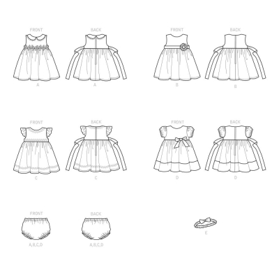 simplicity sewing pattern nähen 9117 Babykleid mit Höschen und Haarband