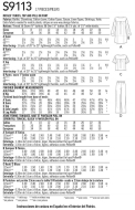 Schnittmuster Simplicity 9113 Tunika, Bluse und Schlupfhose Gr. 32-50
