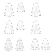 simplicity sewing pattern nähen 9123 weiter Damenrock in 3 Längen Gr. 32-50
