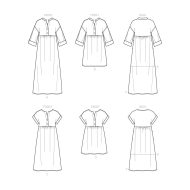 simplicity sewing pattern nähen 9102 weites Damenkleid, Kaftan mit Knöpfen