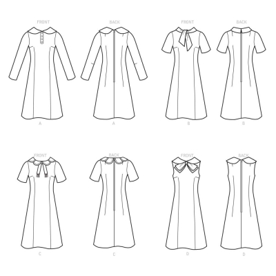 simplicity sewing pattern nähen 9104 Vintagekleid mit Kragenvarianten